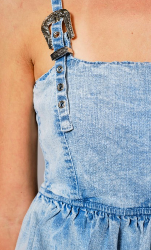Denim buckle tank