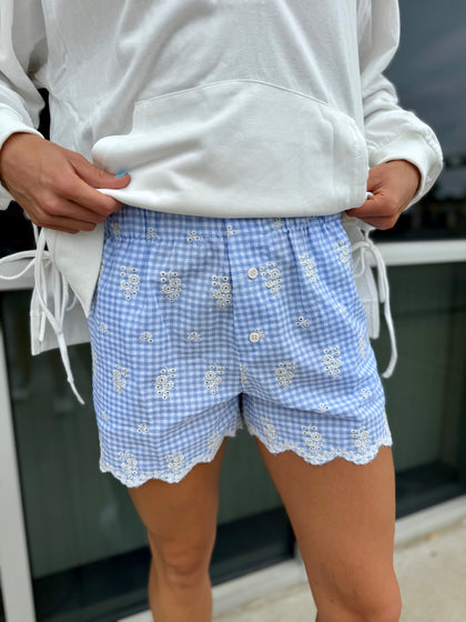 Blue eyelet shorts