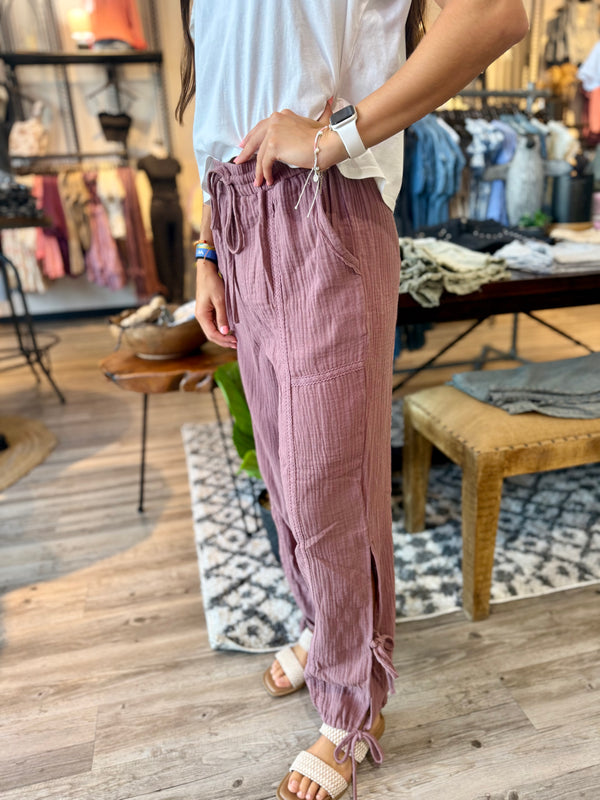 Mauve lace pants