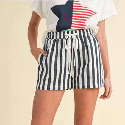 Navy stripe shorts