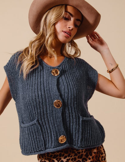 Button sweater vest