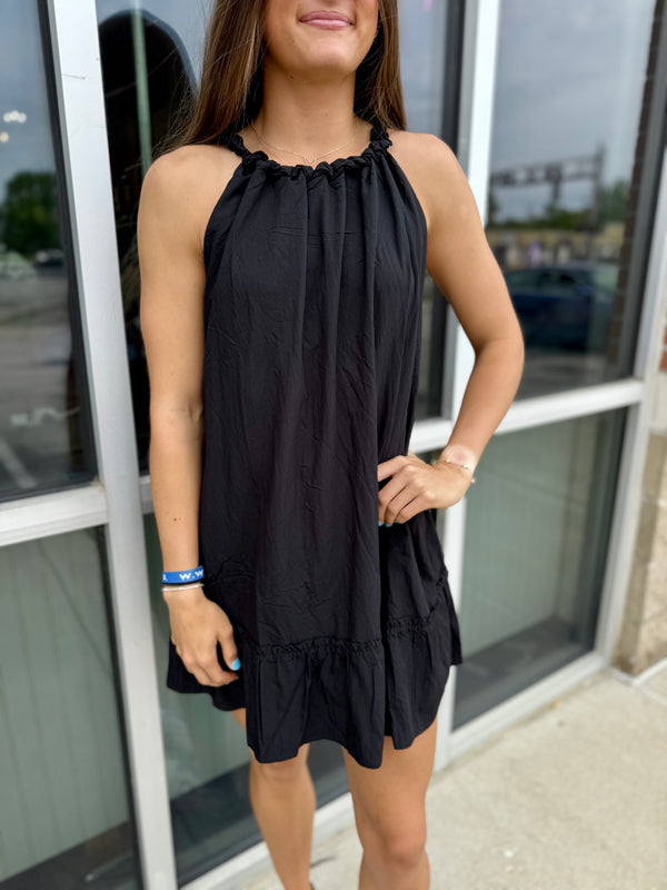 Black halter dress