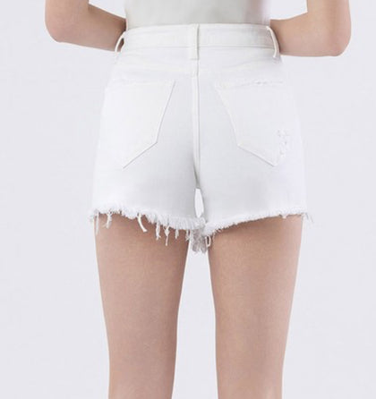 White fray shorts