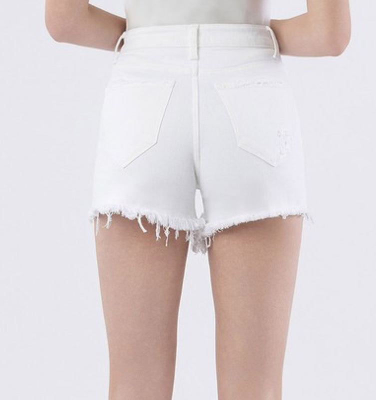 White fray shorts
