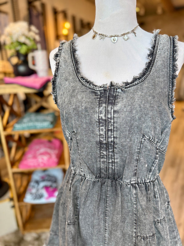Black denim romper